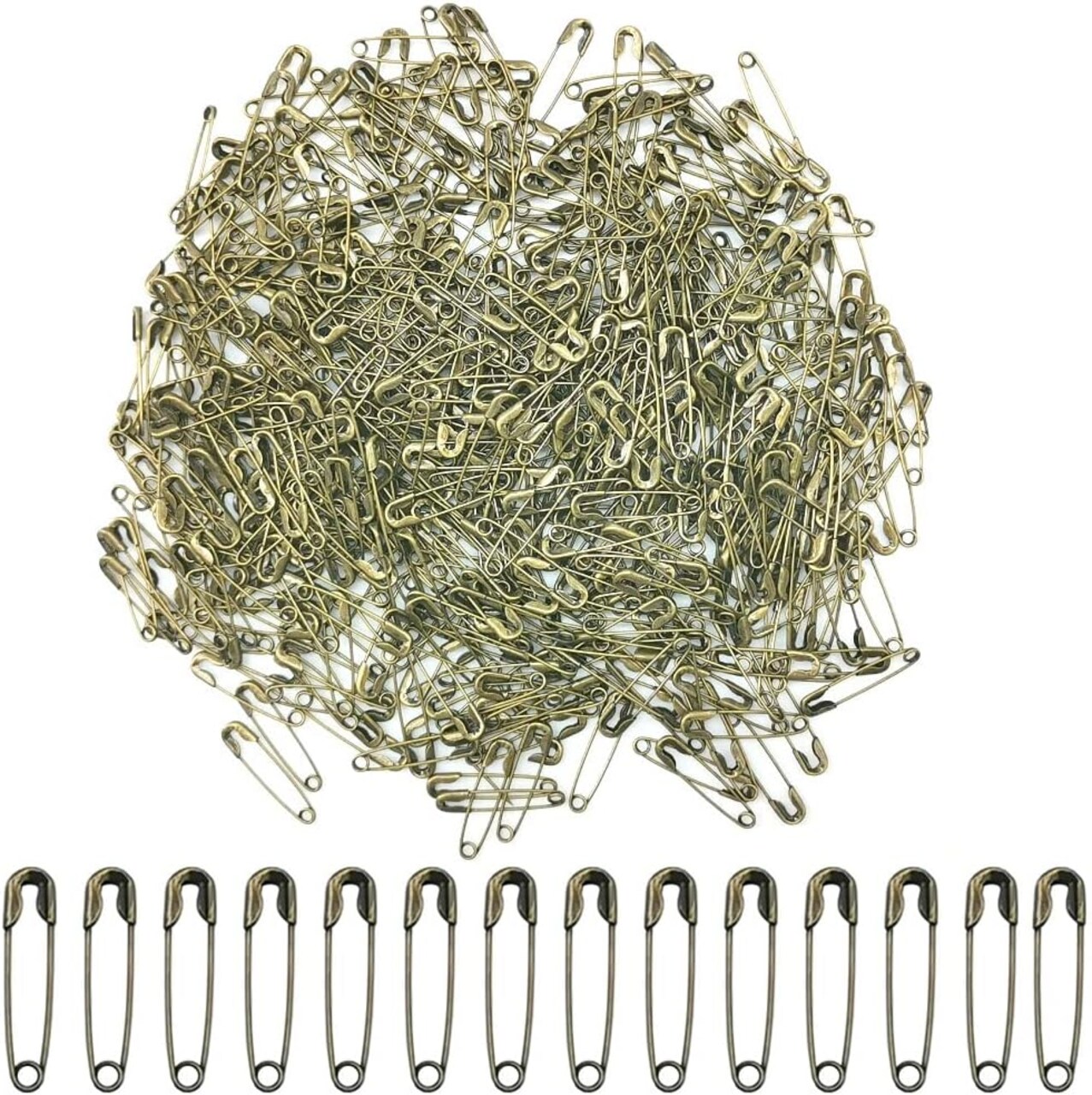 500PCS Small Safety Pins – 20mm Metal Mini Pins for Sewing, Crafts & Jewelry (Bronze)